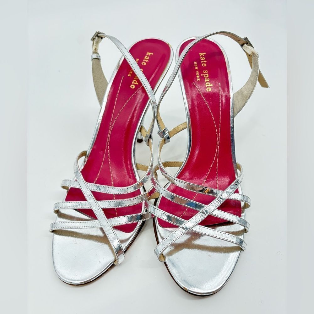 Kate Spade Metallic Silver Strappy Heels